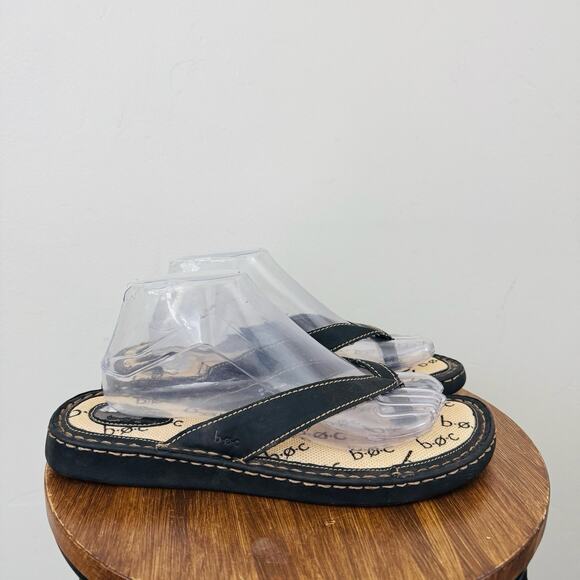 BOC black Leather Strap Thong Sandals Women’s Size 10 - Picture 4 of 9
